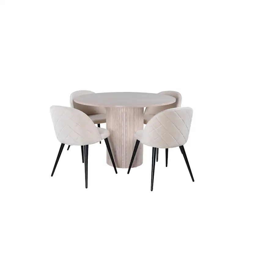 Matgrupp Venture Home Bianca Rund med 4 Valentina Stitches Stolar Sammet