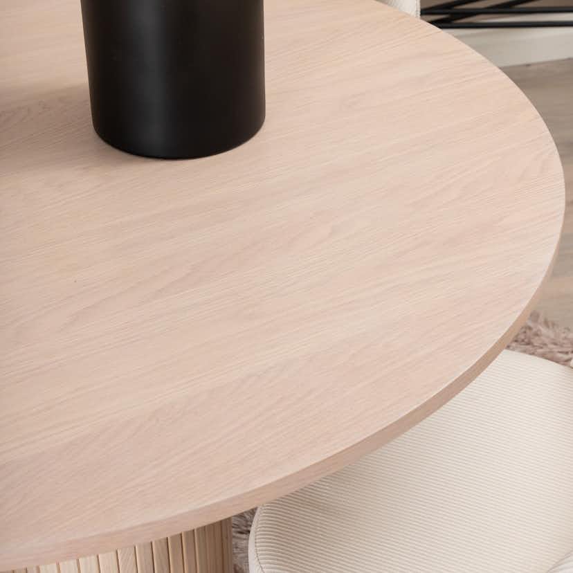 Matgrupp Venture Home Bianca Rund Benvit med 4 Valentina Stolar