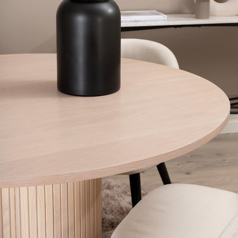 Matgrupp Venture Home Bianca Rund Benvit med 4 Valentina Stolar