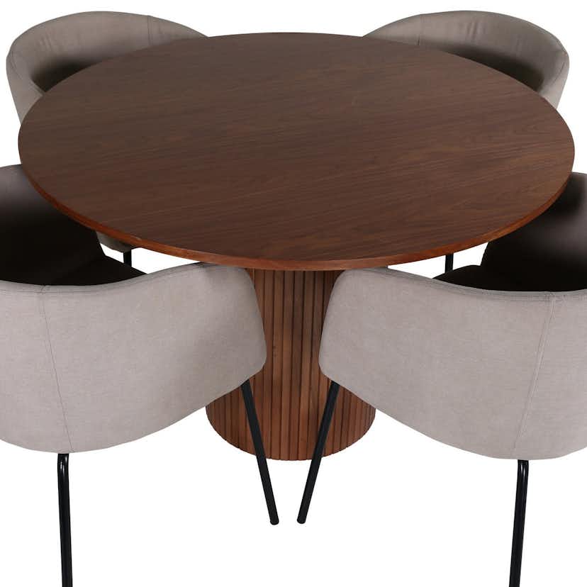 Matbord Venture Home Bianca och 4 Bergen Matstol Venture Homear i Polyester