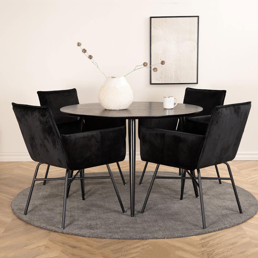 Matgrupp Venture Home Dipp Ø115 cm med 4 Petra Stolar