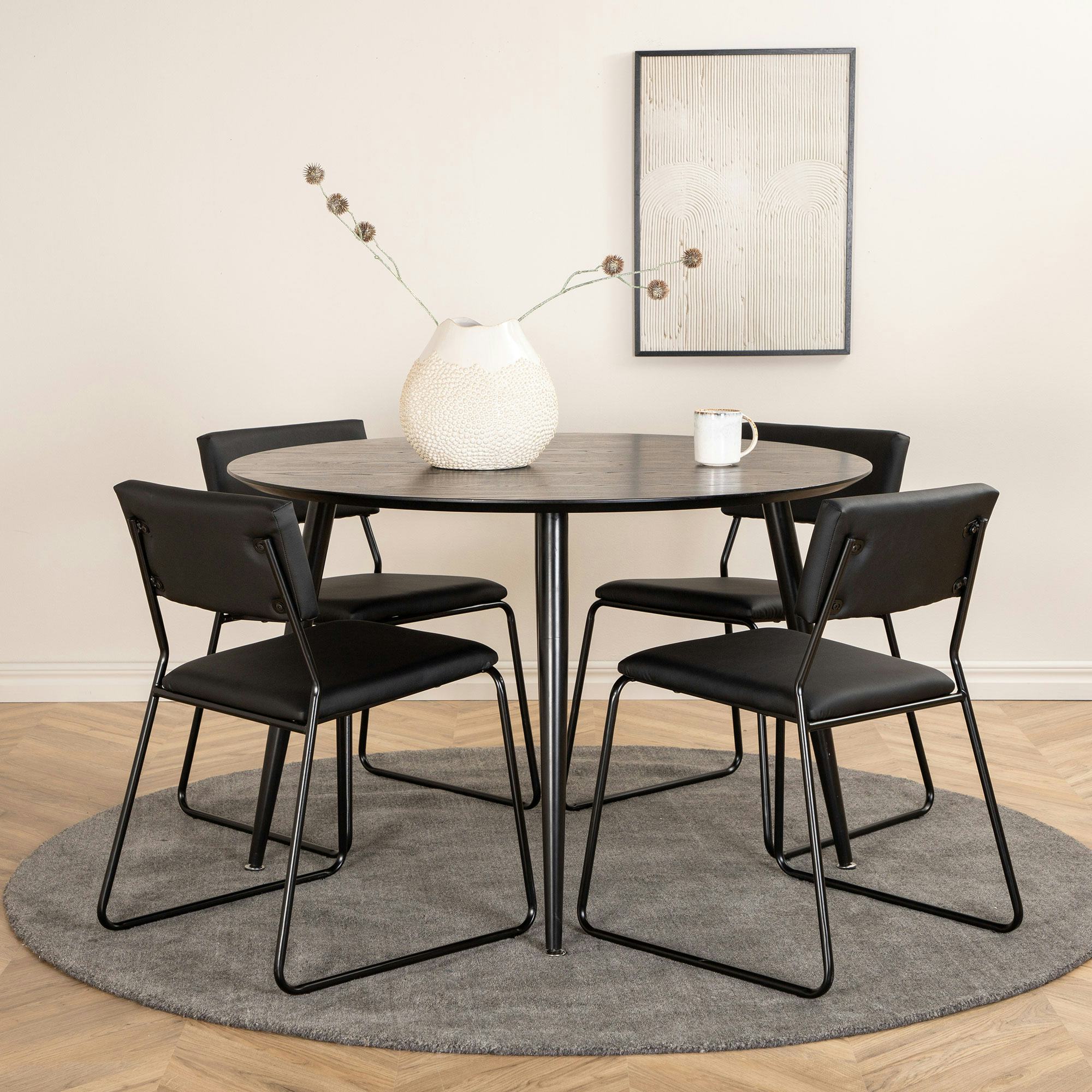 Matgrupp Venture Home Dipp Ø115 cm med 4 Kenth Stolar