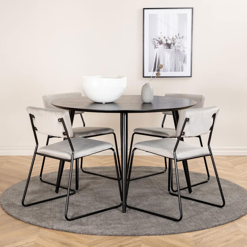 Matgrupp Venture Home Dipp Ø115 cm med 4 Kenth Stolar