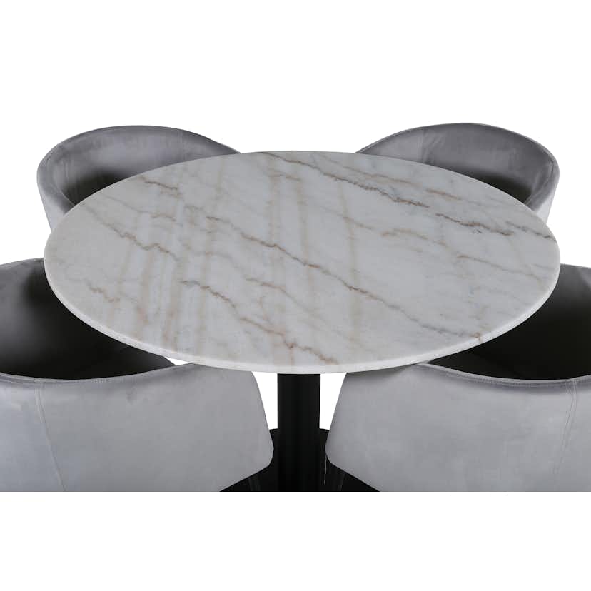 Matgrupp Venture Home med Ester Matbord och 4 Bergen Matstolar i Sammet