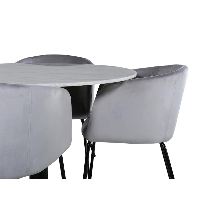 Matgrupp Venture Home med Ester Matbord och 4 Bergen Matstolar i Sammet