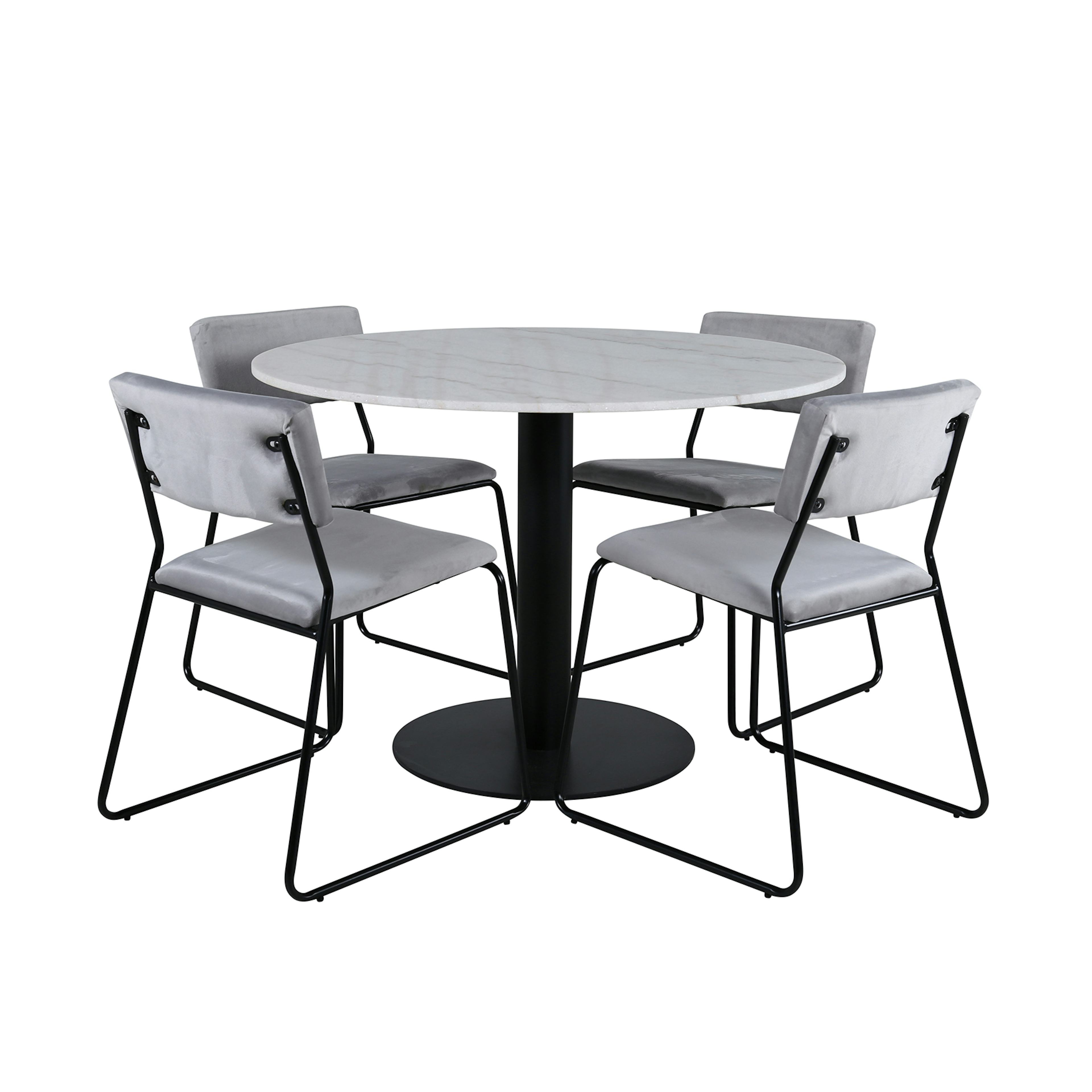 Matgrupp Venture Home med Ester Matbord och 4 Kungshamn Matstolar i Sammet