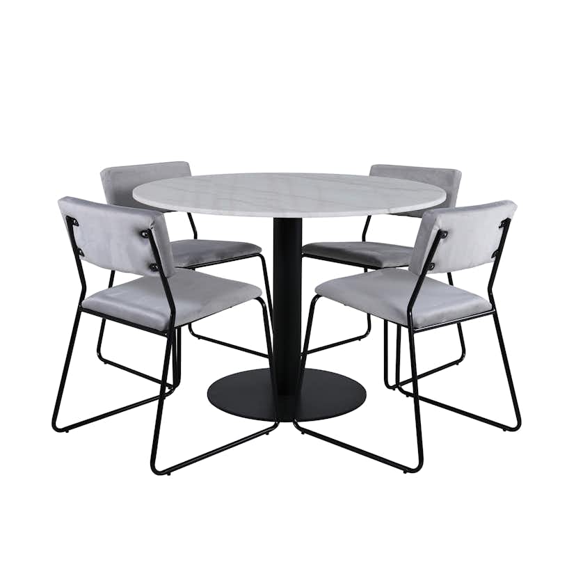 Matgrupp Venture Home med Ester Matbord och 4 Kungshamn Matstolar i Sammet