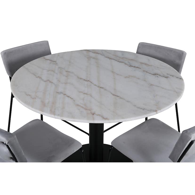 Matgrupp Venture Home med Ester Matbord och 4 Kungshamn Matstolar i Sammet