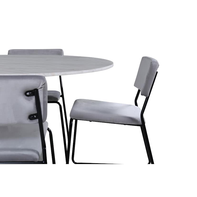 Matgrupp Venture Home med Ester Matbord och 4 Kungshamn Matstolar i Sammet