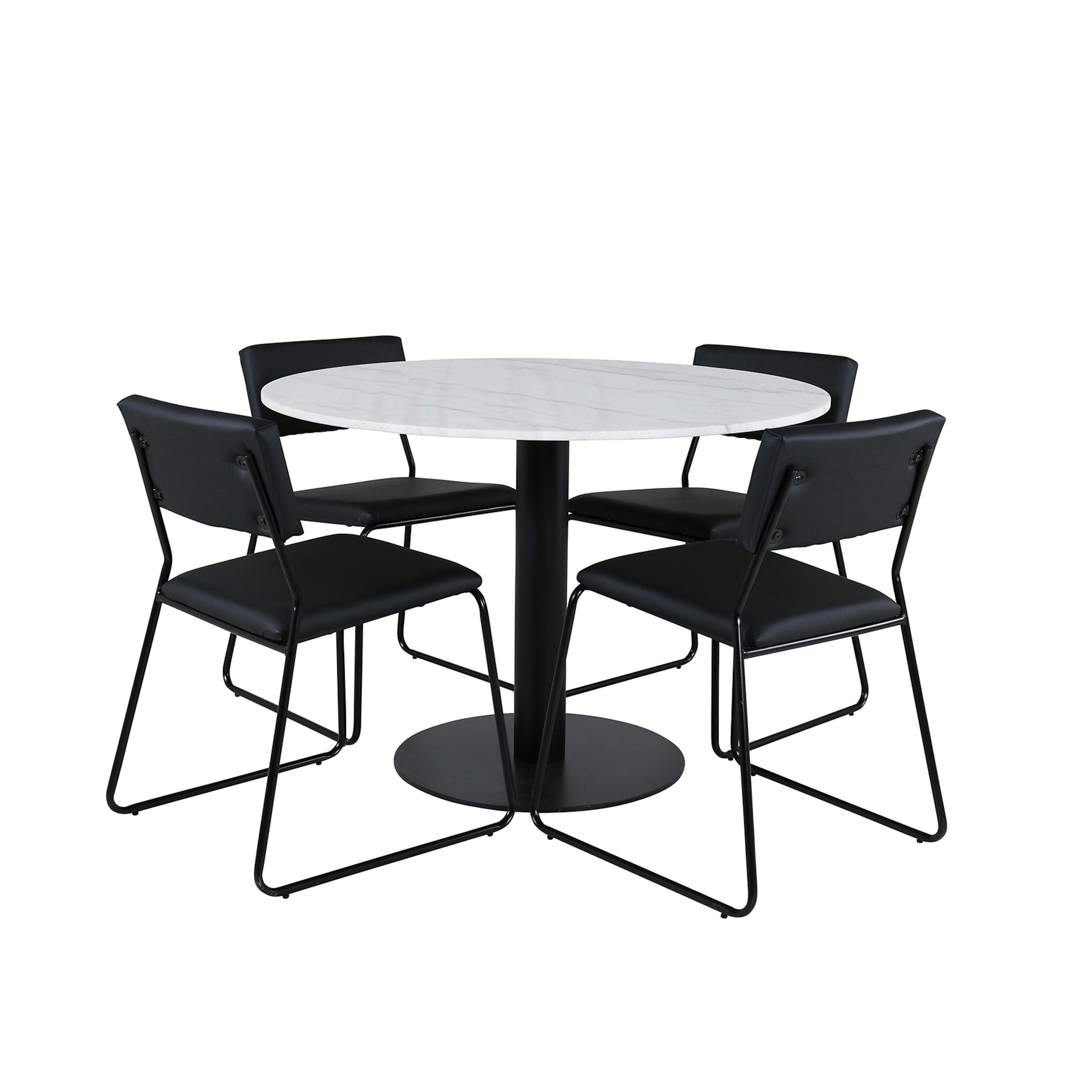 Matgrupp Venture Home med Ester Matbord och 4 Kungshamn Matstolar i Konstläder