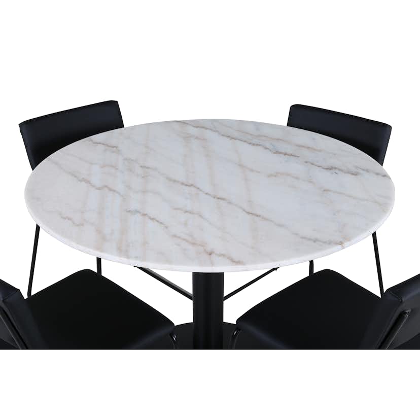 Matgrupp Venture Home med Ester Matbord och 4 Kungshamn Matstolar i Konstläder