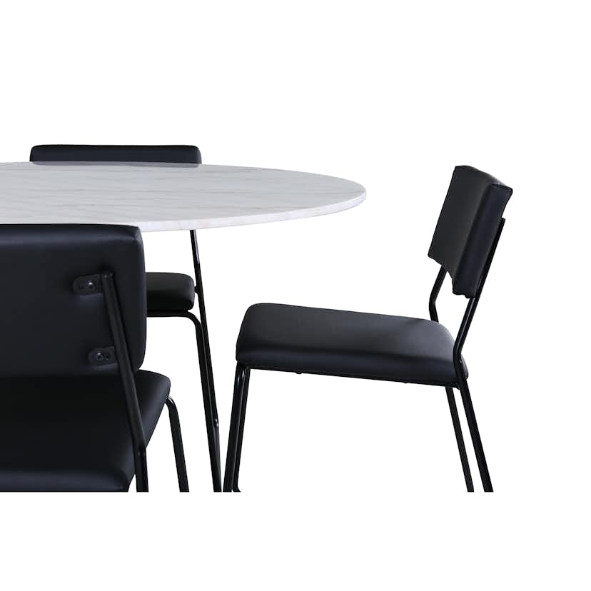 Matgrupp Venture Home med Ester Matbord och 4 Kungshamn Matstolar i Konstläder