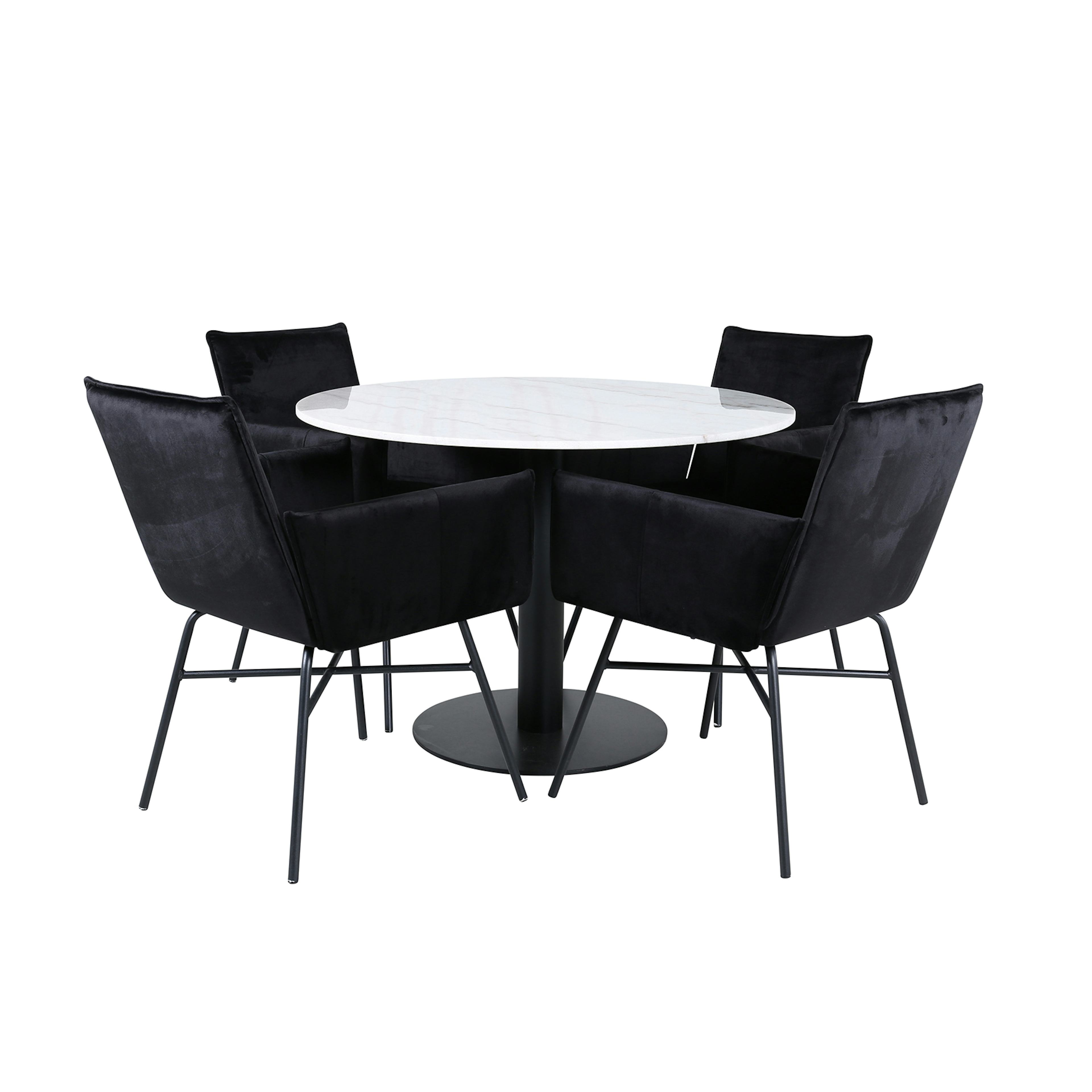 Matgrupp Venture Home med Ester Matbord och 4 Annika Matstolar