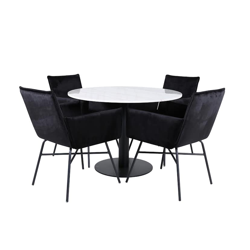 Matgrupp Venture Home med Ester Matbord och 4 Annika Matstolar