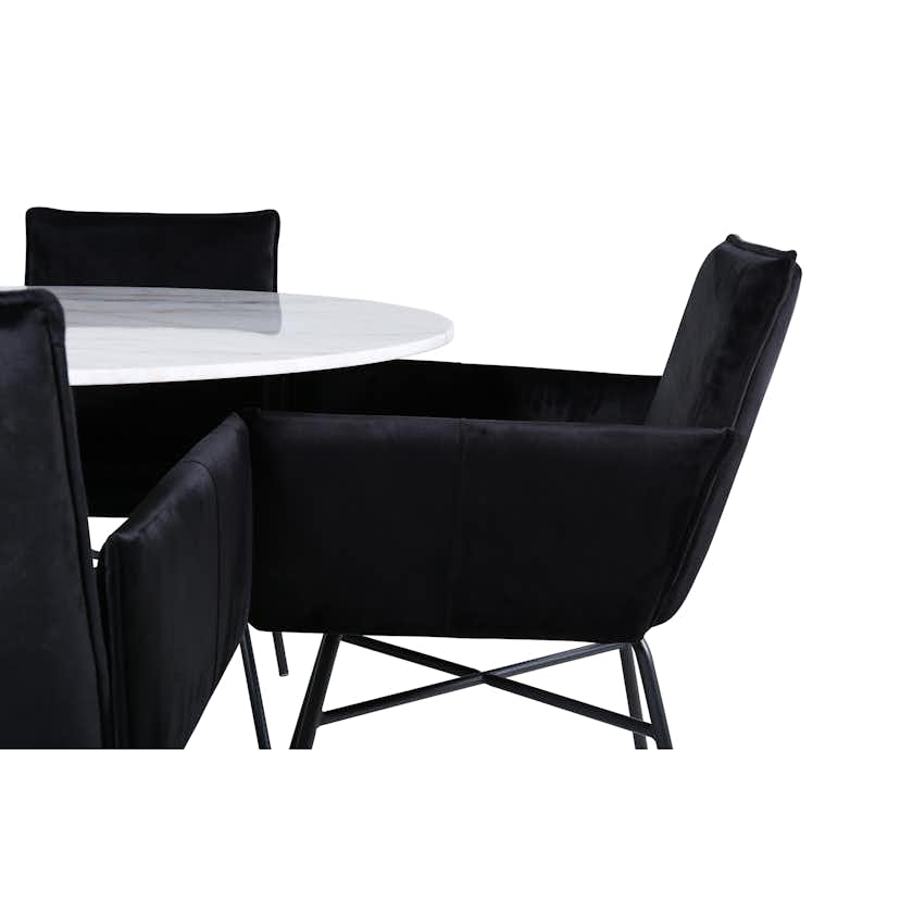 Matgrupp Venture Home med Ester Matbord och 4 Annika Matstolar