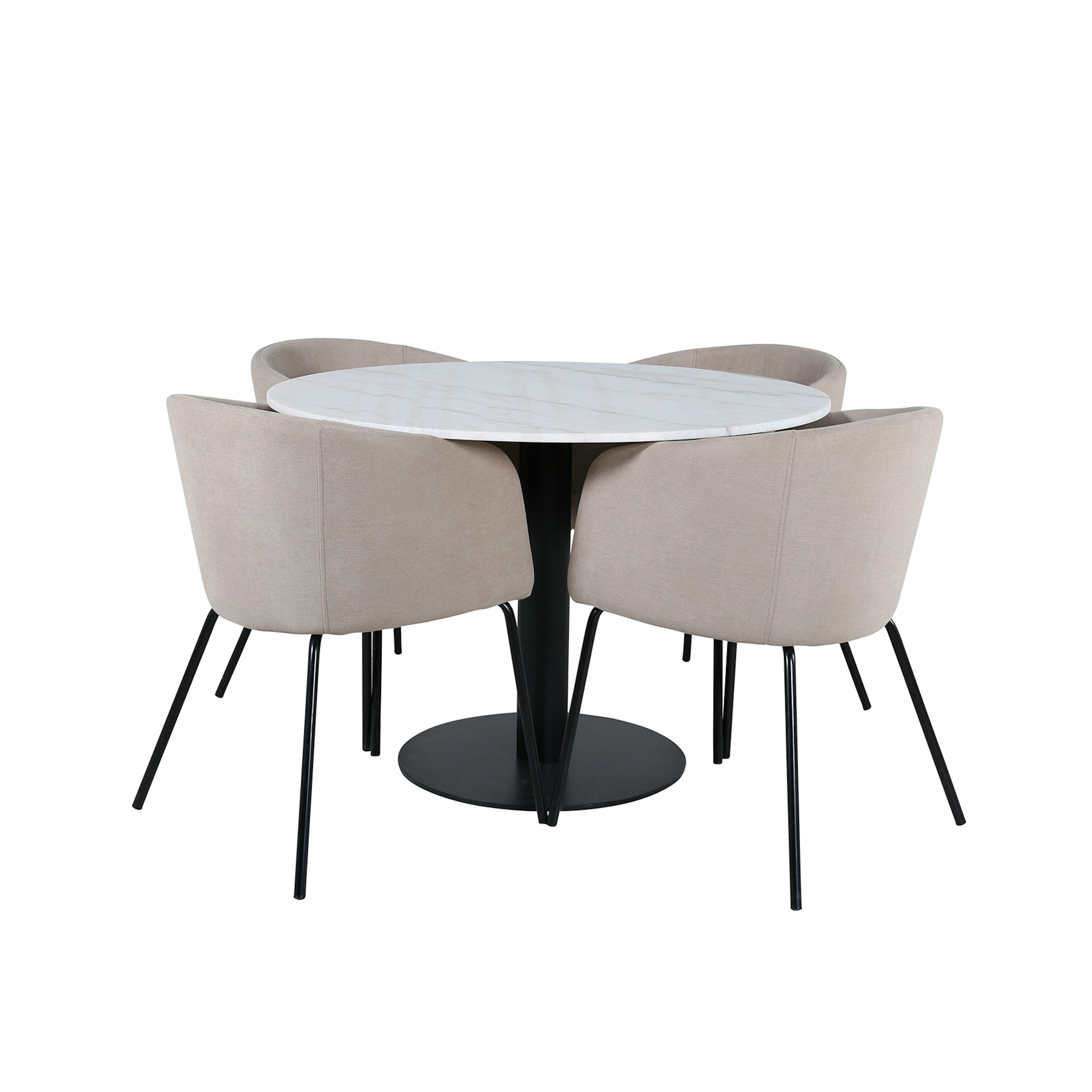 Matgrupp Venture Home Estelle Ø106 cm med 4 Berit Stolar