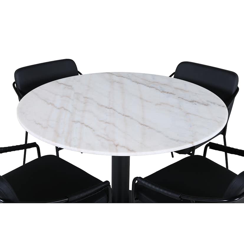 Matgrupp Venture Home med Ester Matbord och 4 Tjärö Matstolar