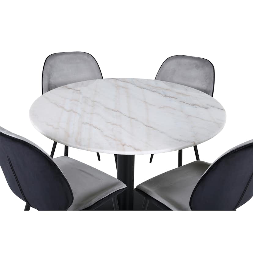 Matgrupp Venture Home Estelle Ø106 cm med 4 Emma Stolar