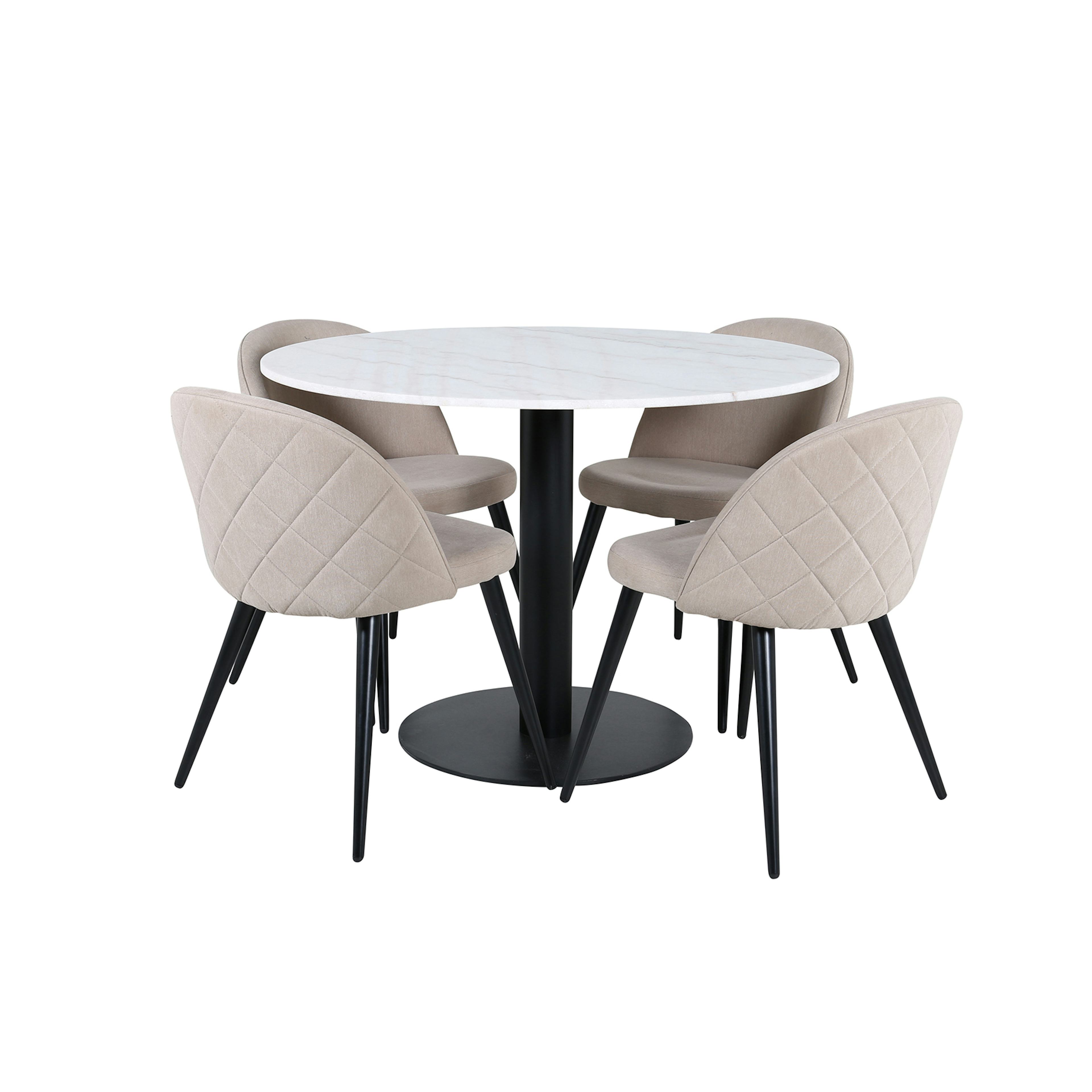 Matgrupp Venture Home med Ester Matbord och 4 Valentina Stitcthes Matstolar