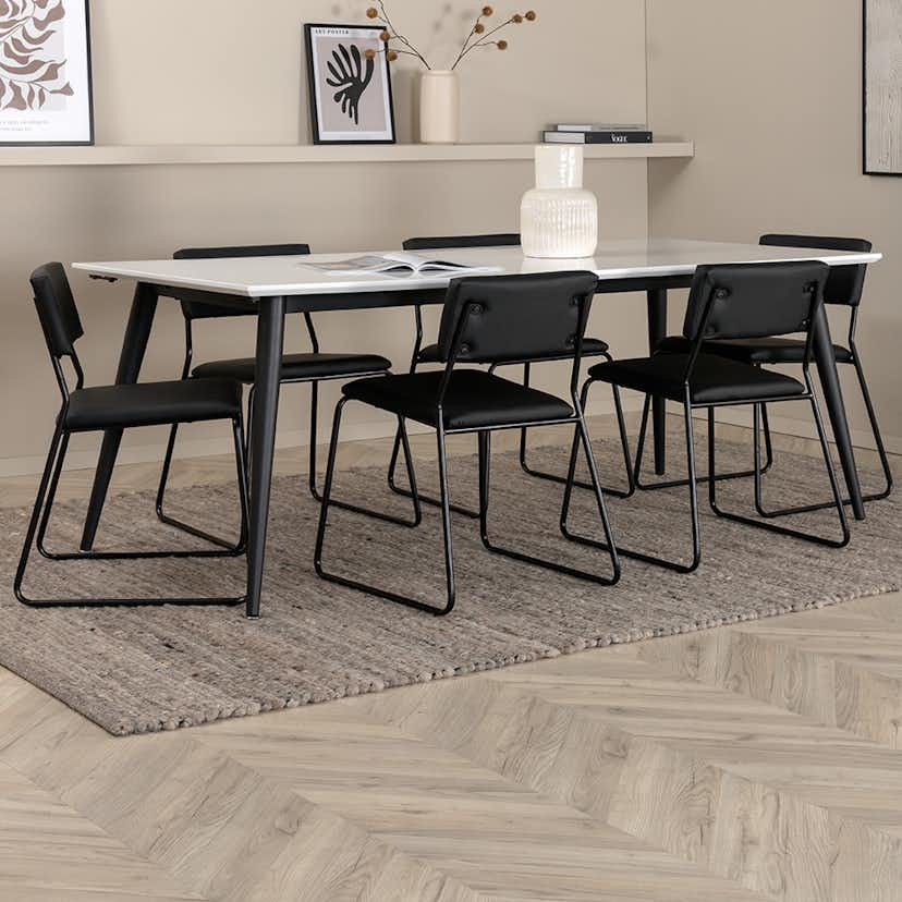 Matgrupp Venture Home Jolie med 6 Kungshamn Stolar Konstläder