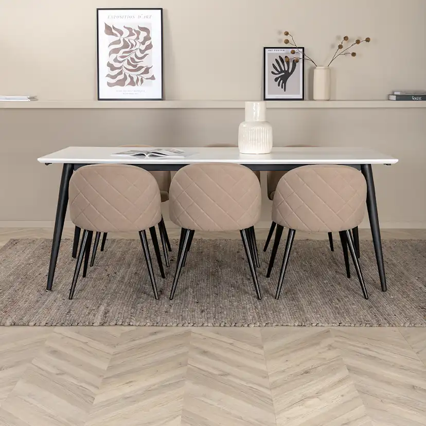 Matgrupp Venture Home Jolie med 6 Valentina Stitcthes Stolar Polyesterlinen