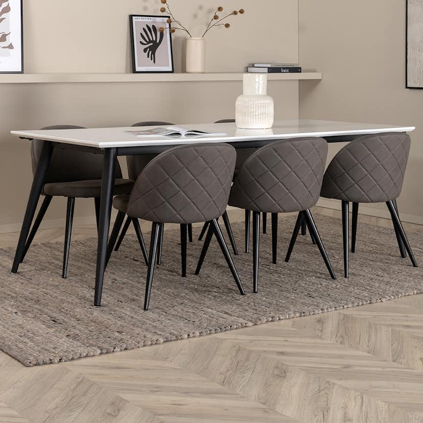 Matgrupp Venture Home Jolie med 6 Valentina Stitcthes Stolar Mikrofiber