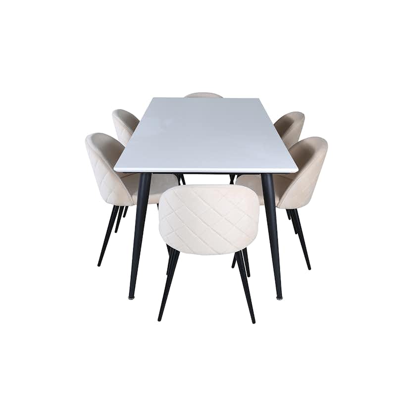 Matgrupp Venture Home Jolie med 6 Valentina Stitcthes Stolar Sammet