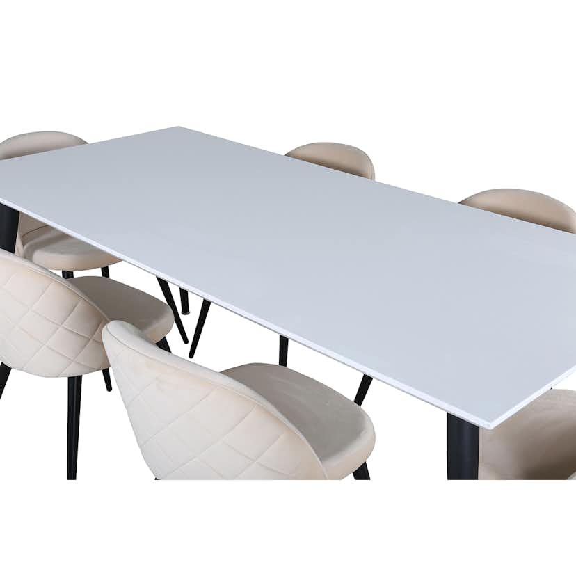 Matgrupp Venture Home Jolie med 6 Valentina Stitcthes Stolar Sammet