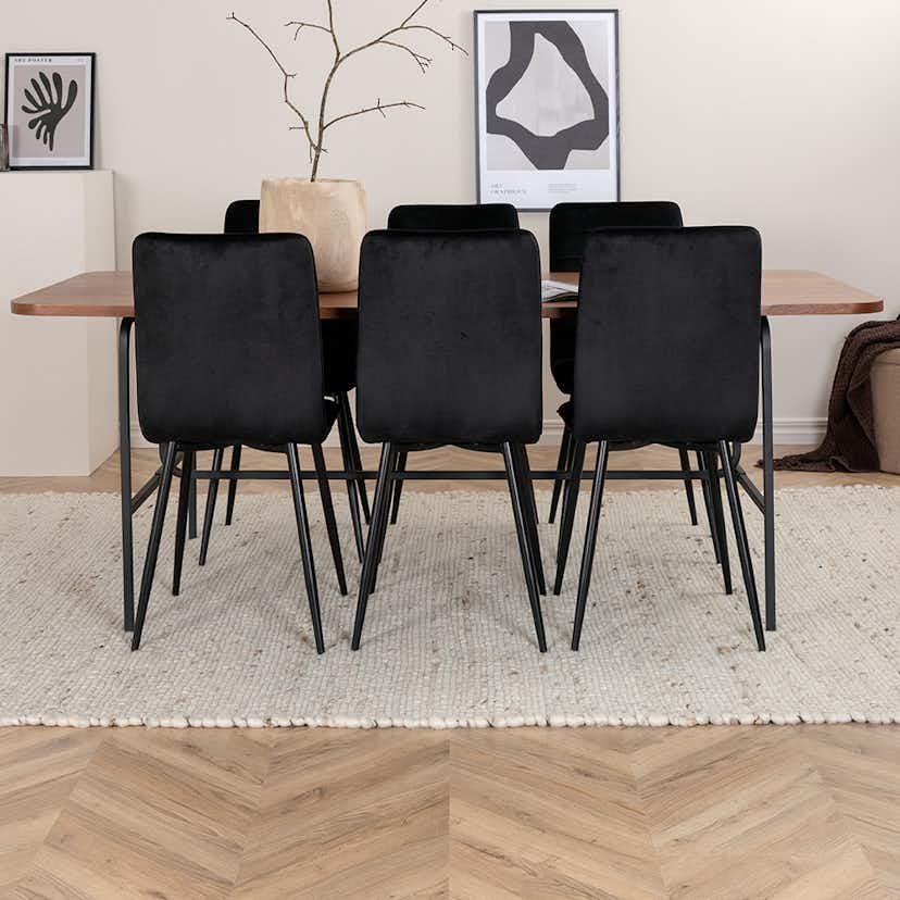 Matgrupp Venture Home Chicago matbord och Walerina matstol Brun