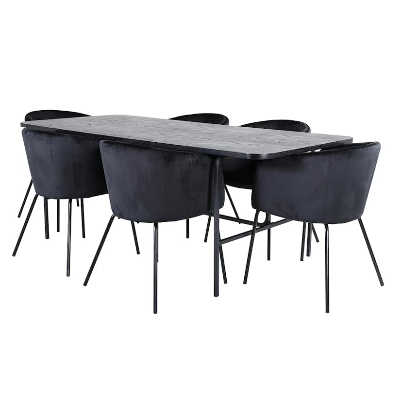 Matgrupp Venture Home Chicago matbord och Bergen matstol Svart