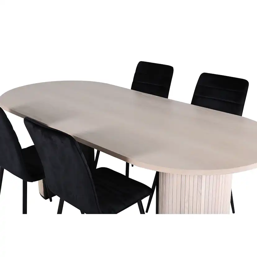 Matgrupp Venture Home med Ovalt Bianca Matbord och 4 Walerina Matstolar i Sammet