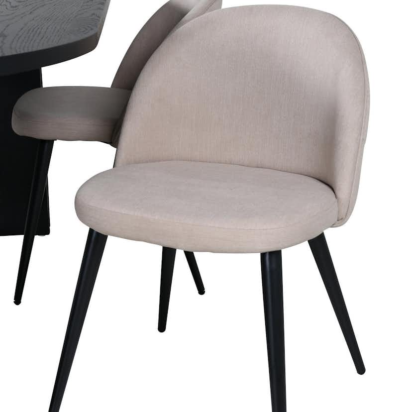 Matgrupp Venture Home Bianca med 4 Valentina Svart Stitcthes Stolar