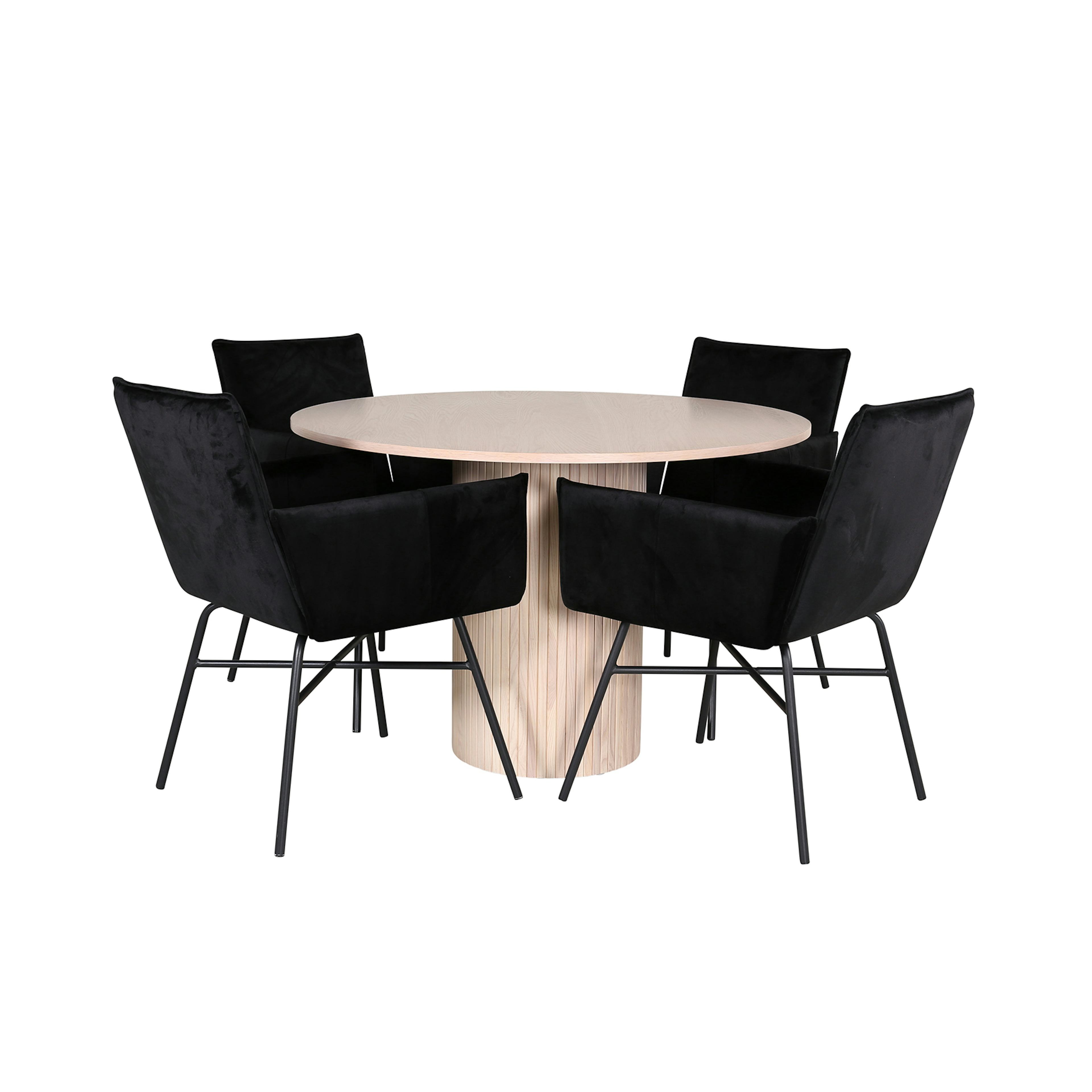 Matgrupp Venture Home med Runt Bianca Matbord och 4 Annika Matstolar