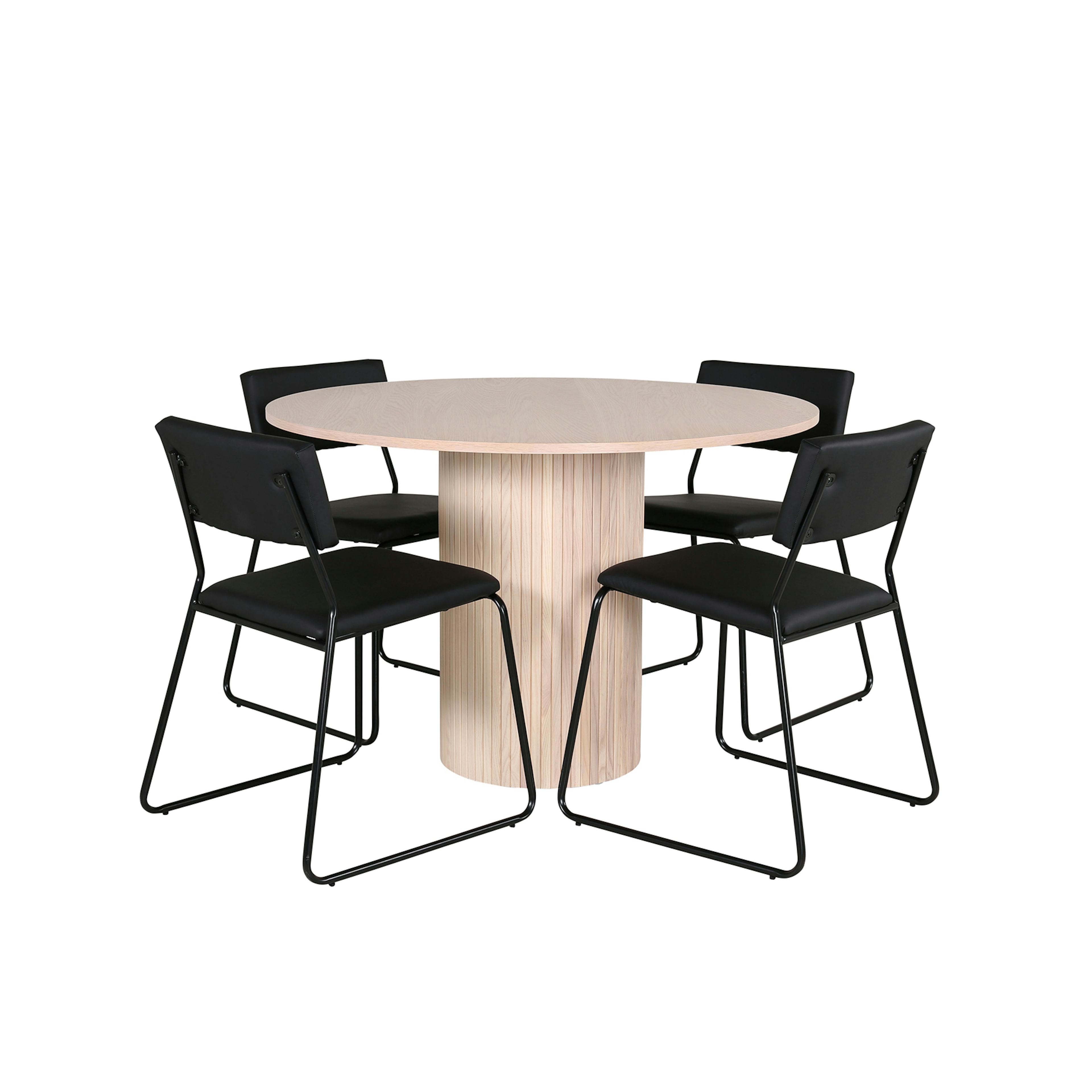 Matgrupp Venture Home med Bianca Matbord och 4 Kungshamn Matstolar i Konstläder