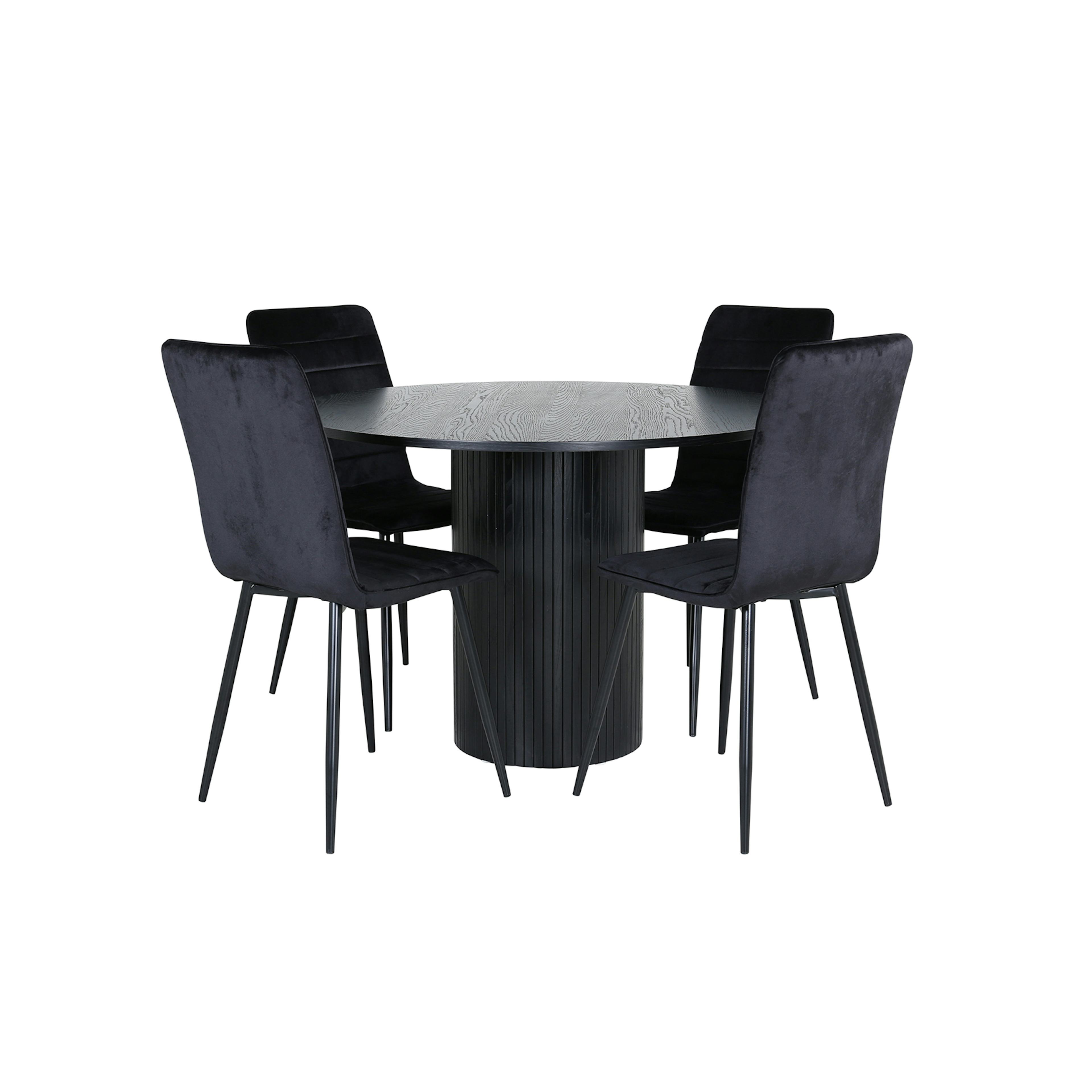 Matgrupp Venture Home med Bianca Matbord och 4 Walerina Matstolar i Sammet