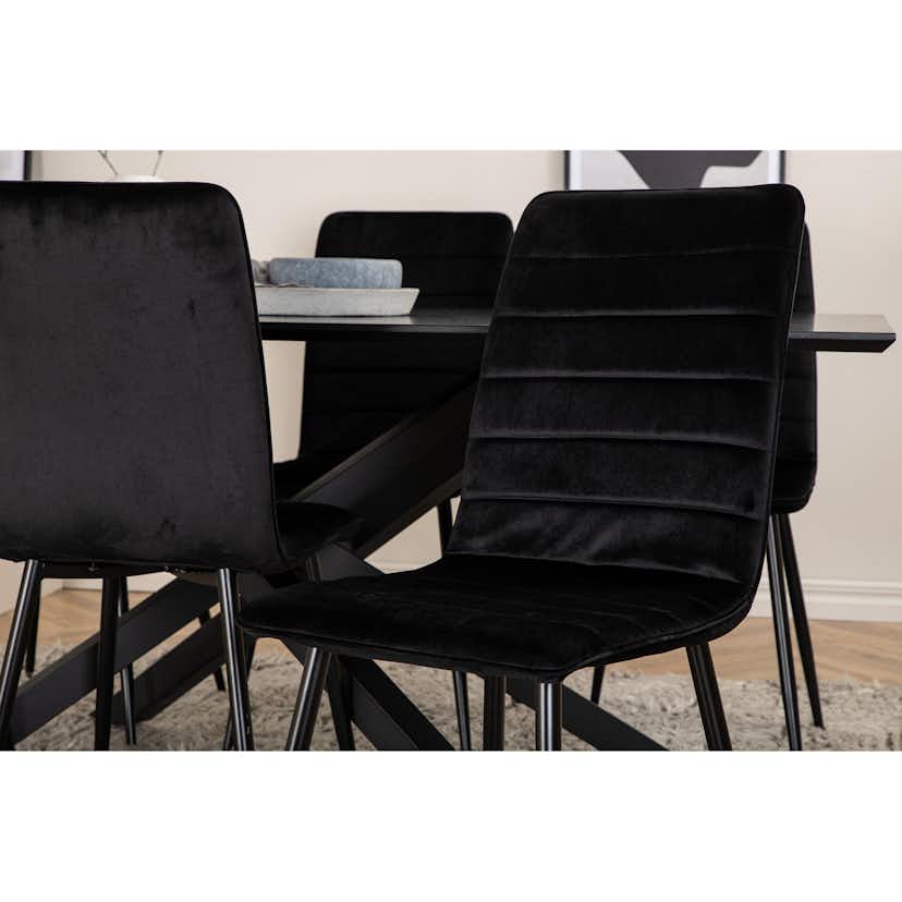 Matgrupp Venture Home med Piata Matbord och 6 Walerina Matstolar i Sammet