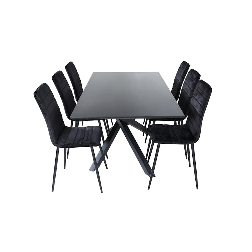 Matgrupp Venture Home med Piata Matbord och 6 Walerina Matstolar i Sammet