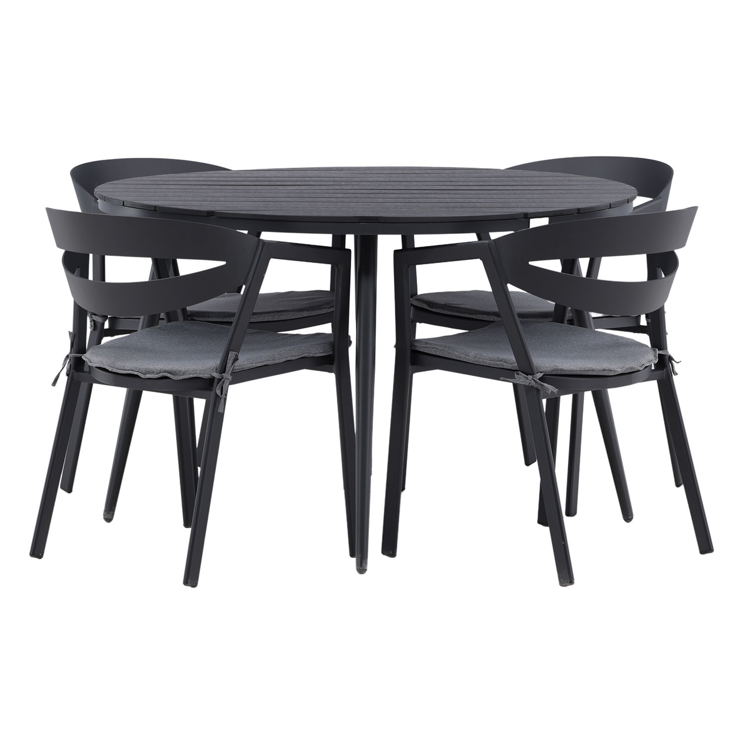 Matgrupp Venture Home Break Ø120 med 4 Slit Stapelstolar