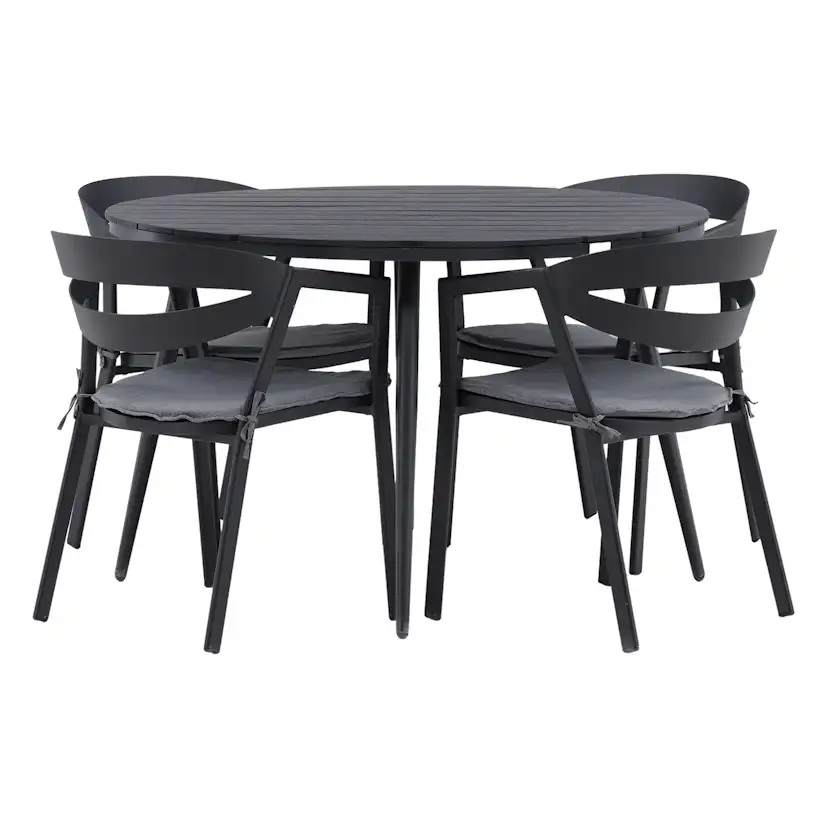 Matgrupp Venture Home Break Ø120 med 4 Slit Stapelstolar