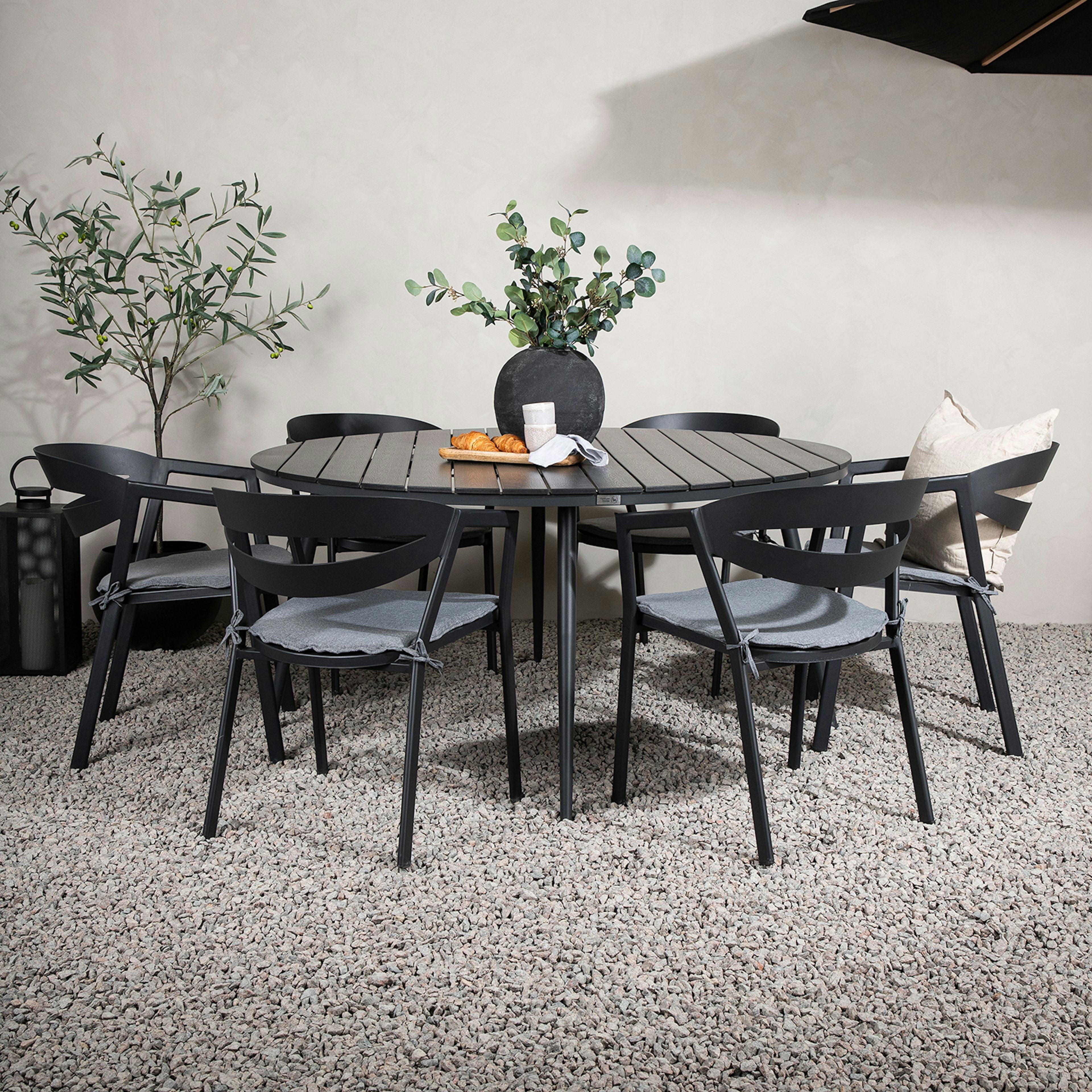 Matgrupp Venture Home Break Ø150 med 6 Slit Stapelstolar