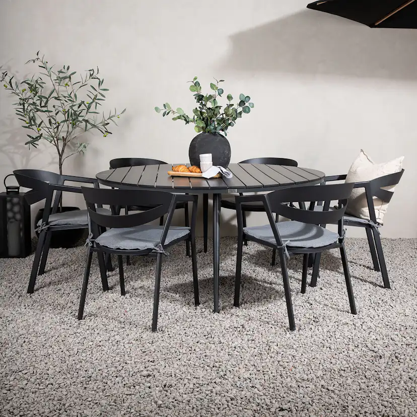 Matgrupp Venture Home Break Ø150 med 6 Slit Stapelstolar