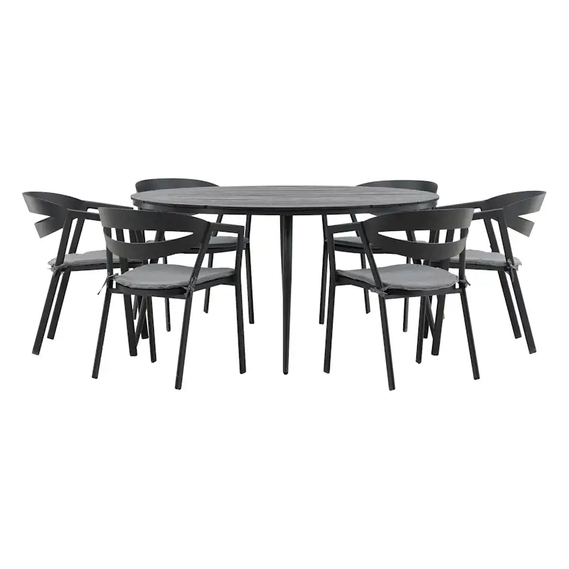 Matgrupp Venture Home Break Ø150 med 6 Slit Stapelstolar