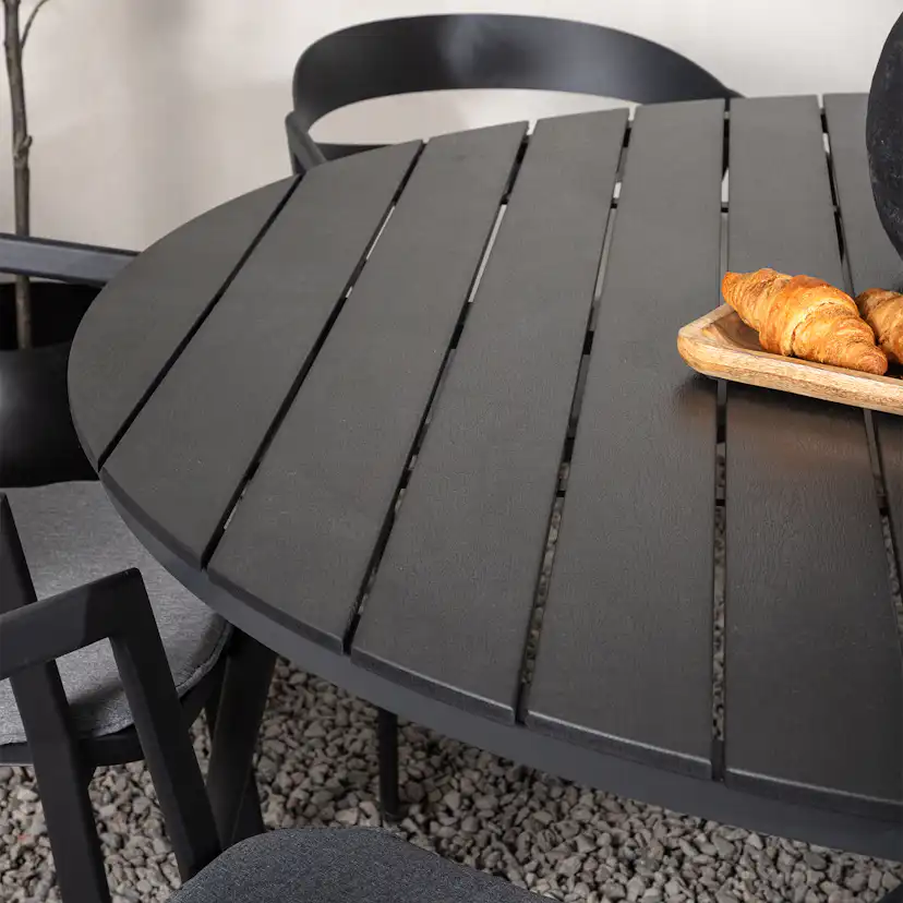 Matgrupp Venture Home Break Ø150 med 6 Slit Stapelstolar