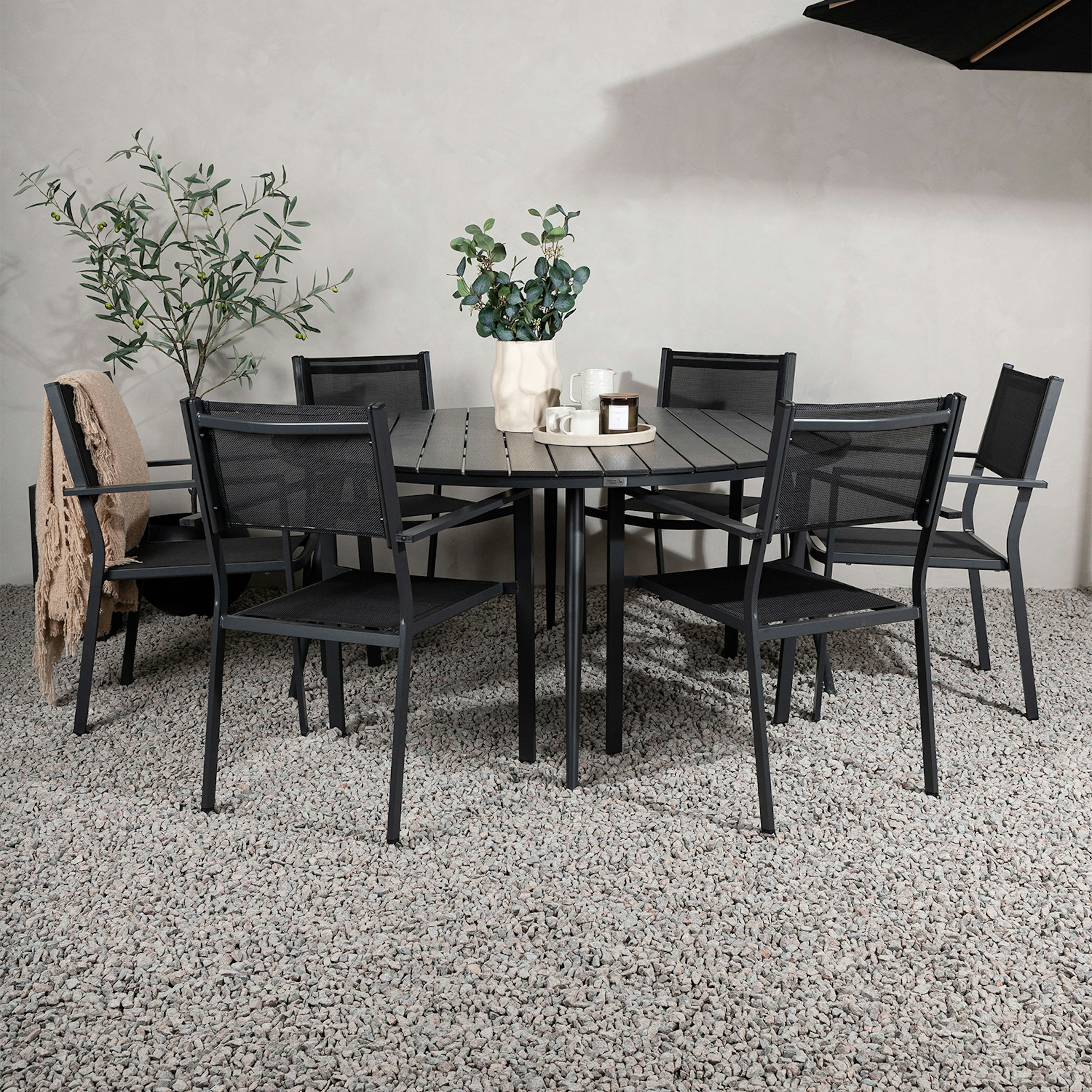 Matgrupp Venture Home Break Ø150 med 6 Copacabana Stapelstolar