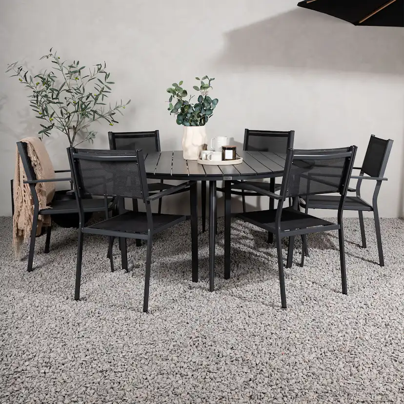 Matgrupp Venture Home Break Ø150 med 6 Copacabana Stapelstolar