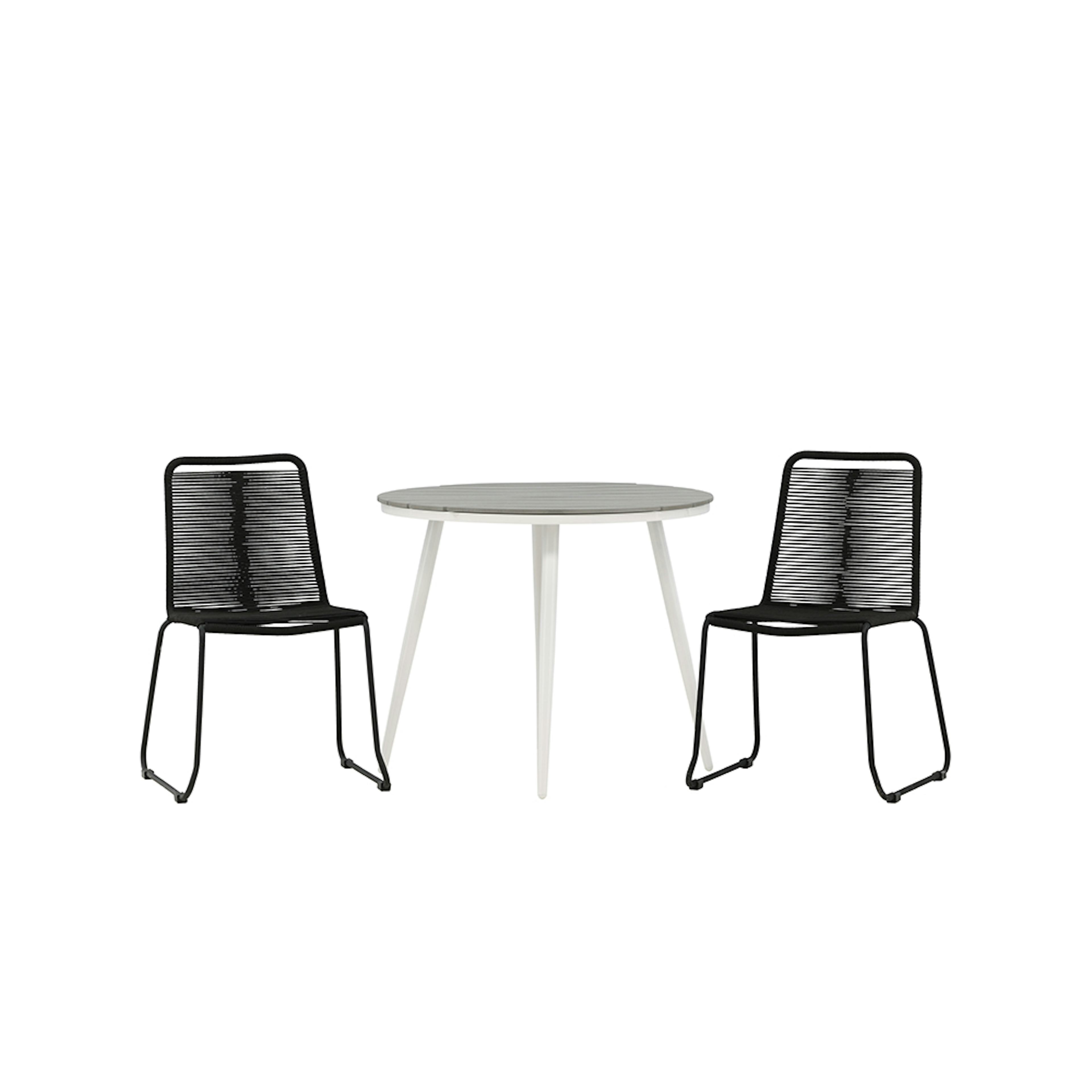 Cafégrupp Venture Home Break Ø90 cm med 2 Lindos Trädgårdsstolar Utomhus