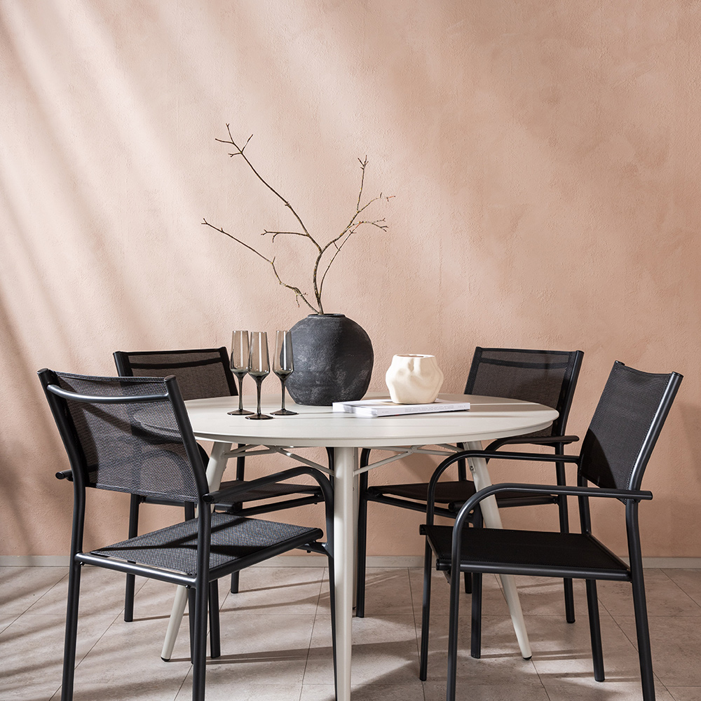 Matgrupp Utomhus Venture Home Lina med 4 Santorini Trädgårdsstolar