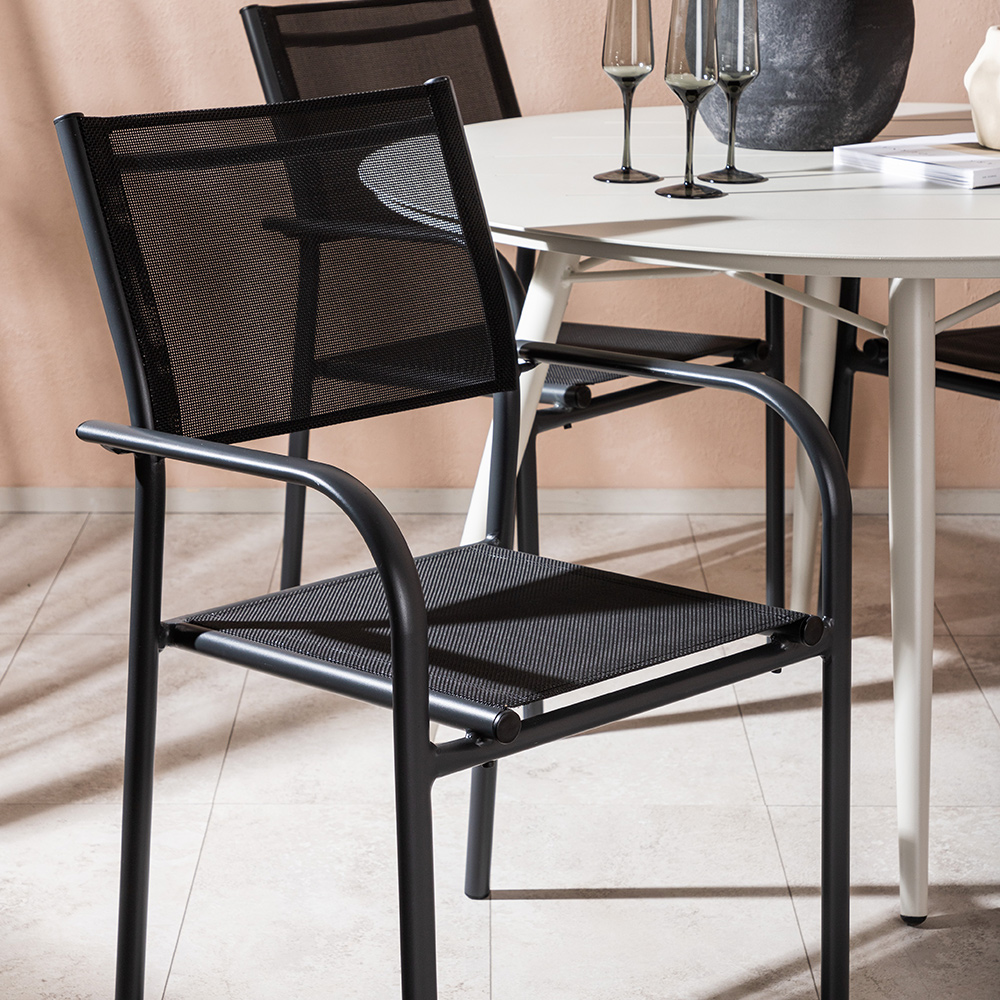 Matgrupp Utomhus Venture Home Lina med 4 Santorini Trädgårdsstolar