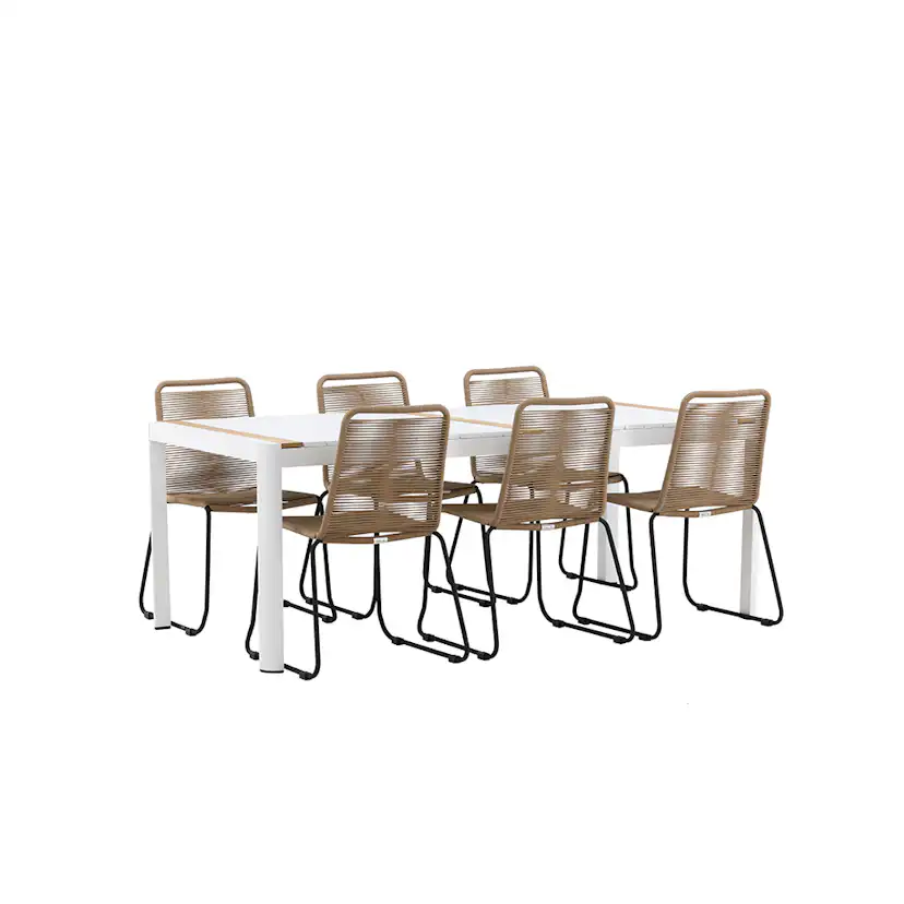 Matgrupp Utomhus Venture Home Togo 200x100 cm med 6 Lindos Trädgårdsstolar