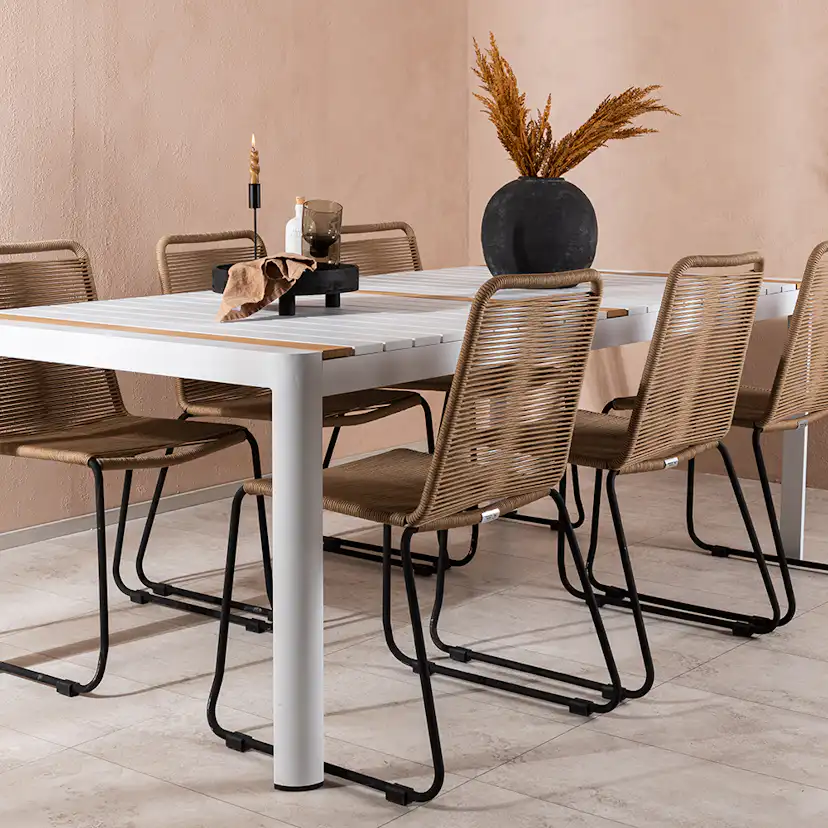 Matgrupp Utomhus Venture Home Togo 200x100 cm med 6 Lindos Trädgårdsstolar